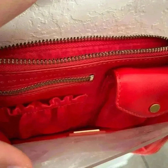 Marc By Marc Jacobs Clear Red Leather Perspex Crossbody Bag Adjustable Strap - Picture 6 of 10